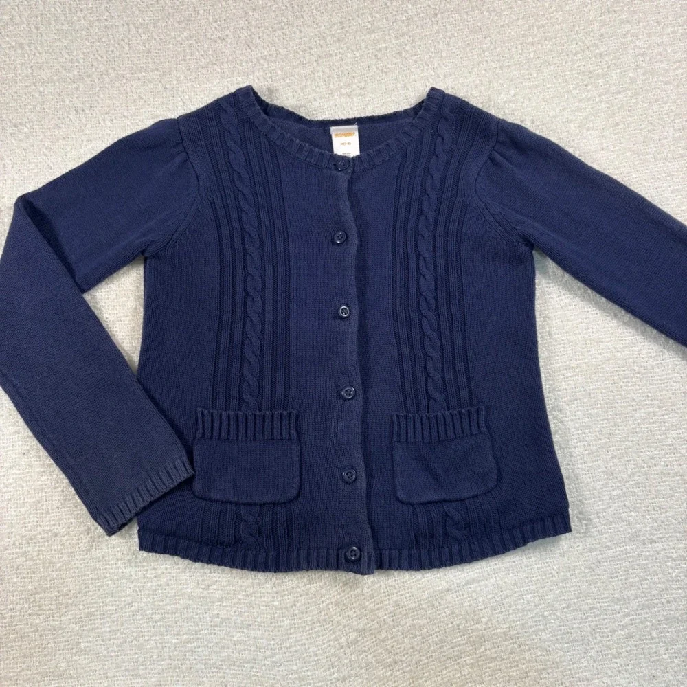 gymboree navy blue kids knit cardigan button pockets school preppy cottage layer